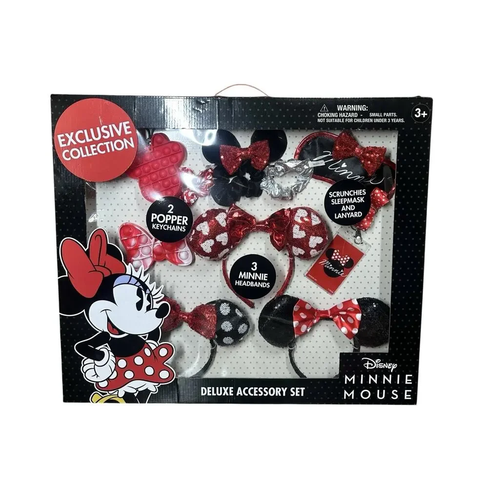 Disney Deluxe Accessory Set Vacation Minnie Mouse Ears Headbands Scrunchies NEW